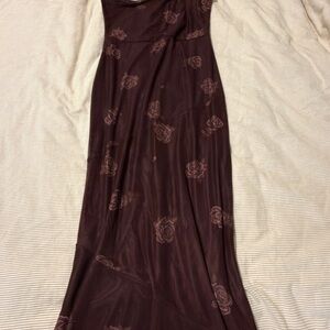 Cider Brown Floral Maxi Dress